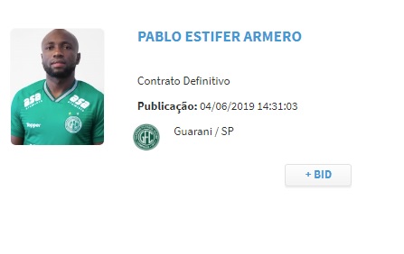 Regularizado, Armero estreia no Guarani na quinta-feira