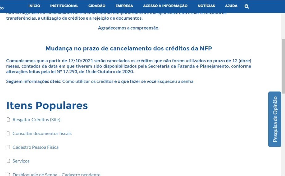 Créditos da Nota Fiscal Paulista começam a expirar em outubro