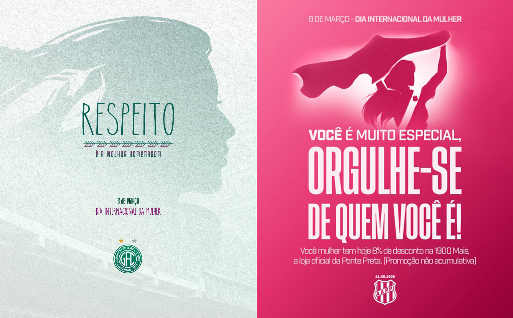 Guarani e Ponte Preta homenageiam as torcedoras no Dia Internacional da Mulher