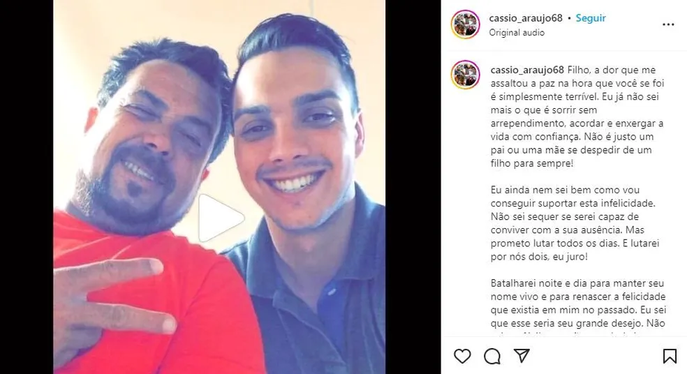 Pai homenageia filho que morreu após cair do 11º andar em incêndio