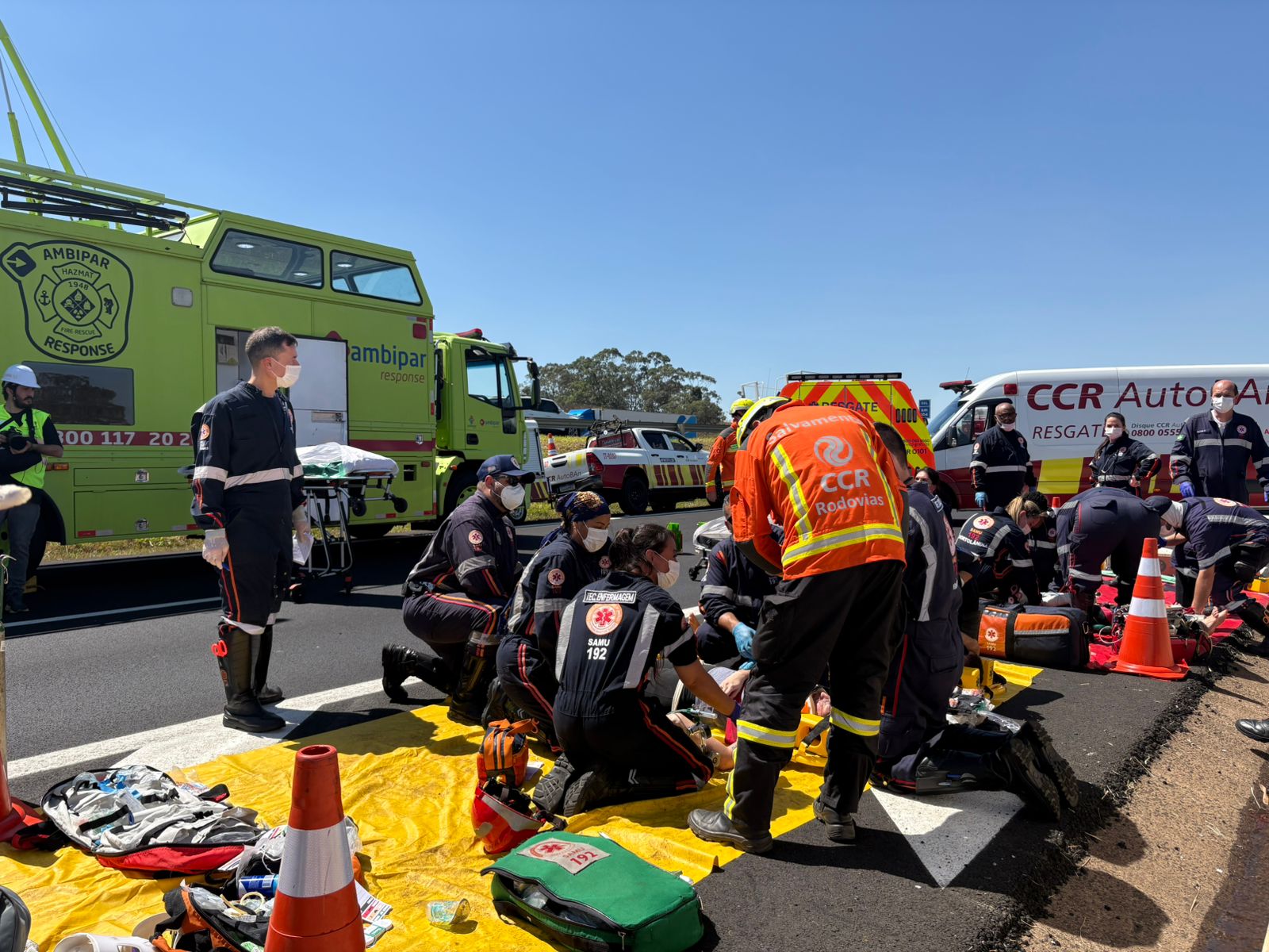 Simulado de acidente em rodovia mobiliza equipes de emergência em Campinas, veja fotos