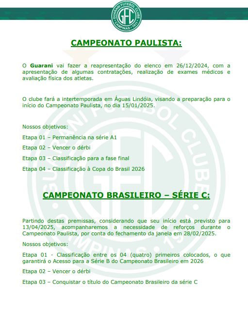 Foto: Reprodução/Portal de transparência Guarani FC