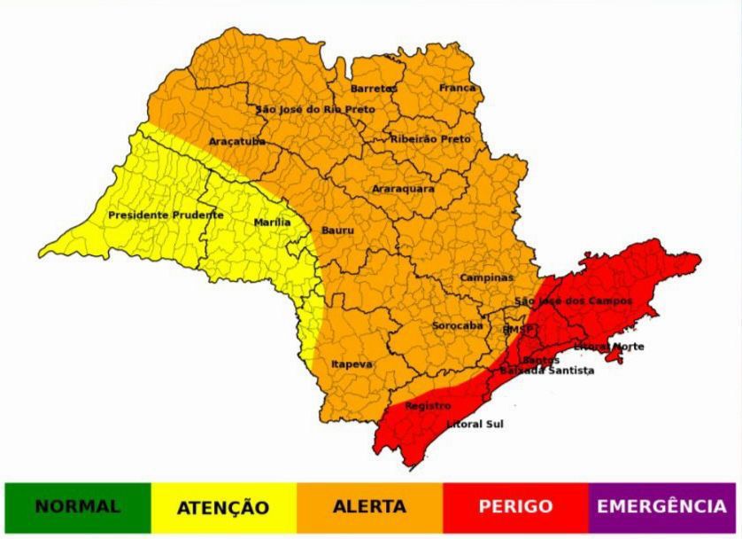 Defesa Civil de SP renova alerta para chuvas intensas na região de Campinas